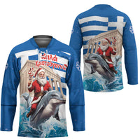 Greece Christmas Hockey Jersey Santa Claus Riding Dolphin - Wonder Print Shop