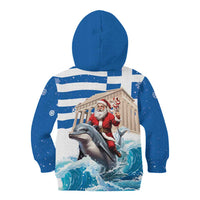 Greece Christmas Kid Hoodie Santa Claus Riding Dolphin - Wonder Print Shop