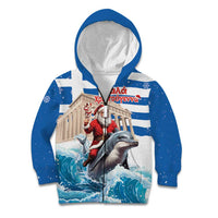Greece Christmas Kid Hoodie Santa Claus Riding Dolphin - Wonder Print Shop