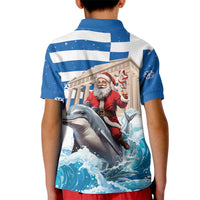 Greece Christmas Kid Polo Shirt Santa Claus Riding Dolphin - Wonder Print Shop