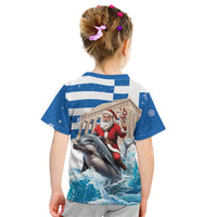 Greece Christmas Kid T Shirt Santa Claus Riding Dolphin - Wonder Print Shop
