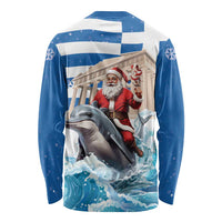 Greece Christmas Long Sleeve Shirt Santa Claus Riding Dolphin - Wonder Print Shop