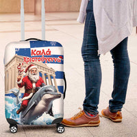 Greece Christmas Luggage Cover Santa Claus Riding Dolphin - Wonder Print Shop