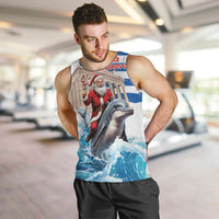 Greece Christmas Men Tank Top Santa Claus Riding Dolphin - Wonder Print Shop