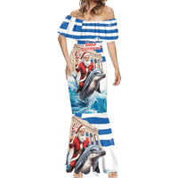 Greece Christmas Mermaid Dress Santa Claus Riding Dolphin - Wonder Print Shop