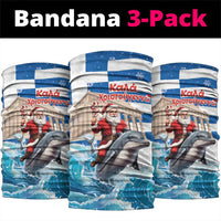 Greece Christmas Neck Gaiter Santa Claus Riding Dolphin - Wonder Print Shop