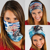 Greece Christmas Neck Gaiter Santa Claus Riding Dolphin - Wonder Print Shop