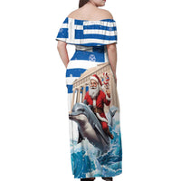 Greece Christmas Off Shoulder Maxi Dress Santa Claus Riding Dolphin - Wonder Print Shop