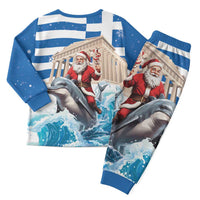 Greece Christmas Pajama Set Santa Claus Riding Dolphin - Wonder Print Shop