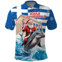 Greece Christmas Polo Shirt Santa Claus Riding Dolphin - Wonder Print Shop