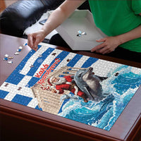 Greece Christmas Puzzle Santa Claus Riding Dolphin - Wonder Print Shop
