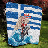 Greece Christmas Quilt Santa Claus Riding Dolphin - Wonder Print Shop