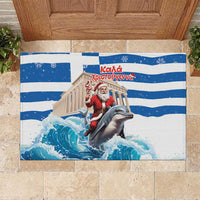 Greece Christmas Rubber Doormat Santa Claus Riding Dolphin - Wonder Print Shop