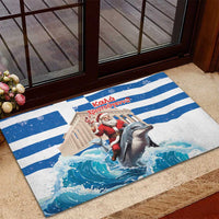 Greece Christmas Rubber Doormat Santa Claus Riding Dolphin - Wonder Print Shop