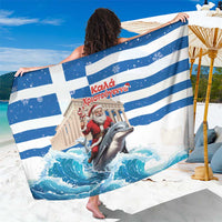 Greece Christmas Sarong Santa Claus Riding Dolphin - Wonder Print Shop