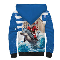Greece Christmas Sherpa Hoodie Santa Claus Riding Dolphin - Wonder Print Shop
