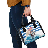 Greece Christmas Shoulder Handbag Santa Claus Riding Dolphin - Wonder Print Shop