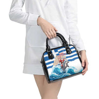 Greece Christmas Shoulder Handbag Santa Claus Riding Dolphin - Wonder Print Shop