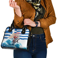 Greece Christmas Shoulder Handbag Santa Claus Riding Dolphin - Wonder Print Shop