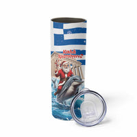 Greece Christmas Skinny Tumbler Santa Claus Riding Dolphin - Wonder Print Shop