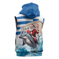 Greece Christmas Sleeveless Hoodie Santa Claus Riding Dolphin - Wonder Print Shop
