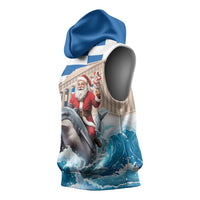Greece Christmas Sleeveless Hoodie Santa Claus Riding Dolphin - Wonder Print Shop