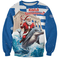 Greece Christmas Sweatshirt Santa Claus Riding Dolphin - Wonder Print Shop
