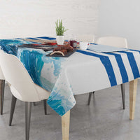 Greece Christmas Tablecloth Santa Claus Riding Dolphin - Wonder Print Shop