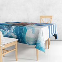 Greece Christmas Tablecloth Santa Claus Riding Dolphin - Wonder Print Shop