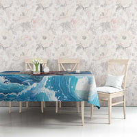 Greece Christmas Tablecloth Santa Claus Riding Dolphin - Wonder Print Shop