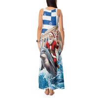 Greece Christmas Tank Maxi Dress Santa Claus Riding Dolphin - Wonder Print Shop