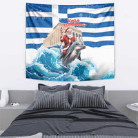 Greece Christmas Tapestry Santa Claus Riding Dolphin - Wonder Print Shop