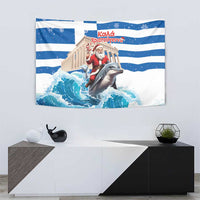 Greece Christmas Tapestry Santa Claus Riding Dolphin - Wonder Print Shop