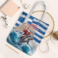 Greece Christmas Tote Bag Santa Claus Riding Dolphin - Wonder Print Shop