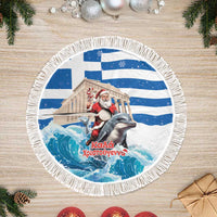 Greece Christmas Tree Skirt Santa Claus Riding Dolphin - Wonder Print Shop