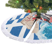 Greece Christmas Tree Skirt Santa Claus Riding Dolphin - Wonder Print Shop
