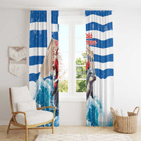 Greece Christmas Window Curtain Santa Claus Riding Dolphin - Wonder Print Shop