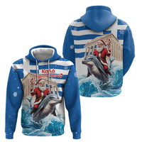 Greece Christmas Zip Hoodie Santa Claus Riding Dolphin - Wonder Print Shop