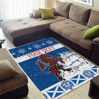 Personalized Scotland Christmas Area Rug Tartan Unicorn with Edinburgh Castle - Wonder Print Shop