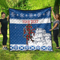 Personalized Scotland Christmas Quilt Tartan Unicorn with Edinburgh Castle - Wonder Print Shop