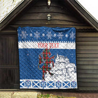 Personalized Scotland Christmas Quilt Tartan Unicorn with Edinburgh Castle - Wonder Print Shop