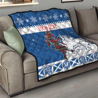 Personalized Scotland Christmas Quilt Tartan Unicorn with Edinburgh Castle - Wonder Print Shop