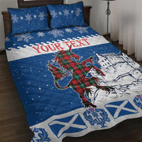 Personalized Scotland Christmas Quilt Bed Set Tartan Unicorn with Edinburgh Castle - Wonder Print Shop