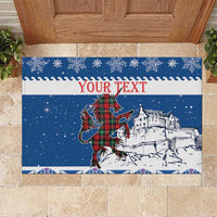 Personalized Scotland Christmas Rubber Doormat Tartan Unicorn with Edinburgh Castle - Wonder Print Shop