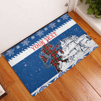 Personalized Scotland Christmas Rubber Doormat Tartan Unicorn with Edinburgh Castle - Wonder Print Shop