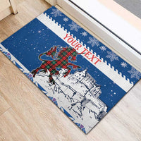 Personalized Scotland Christmas Rubber Doormat Tartan Unicorn with Edinburgh Castle - Wonder Print Shop