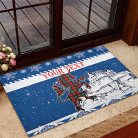 Personalized Scotland Christmas Rubber Doormat Tartan Unicorn with Edinburgh Castle - Wonder Print Shop
