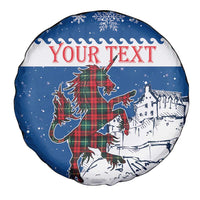 Personalized Scotland Christmas Spare Tire Cover Tartan Unicorn with Edinburgh Castle - Wonder Print Shop