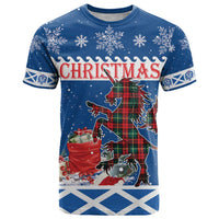 Personalized Scotland Christmas T Shirt Tartan Unicorn with Edinburgh Castle - Wonder Print Shop