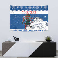 Personalized Scotland Christmas Tapestry Tartan Unicorn with Edinburgh Castle - Wonder Print Shop